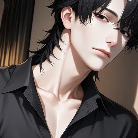 Anime-Begleiter mit dunklen Haaren